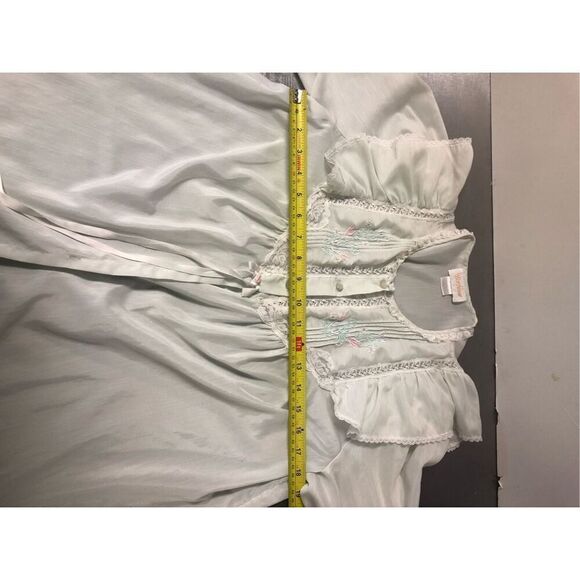 Barbizon Women’s Lightweight Off White Lace Trim Floral Embroidered Two Piece Ni - Picture 8 of 14